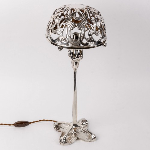 1904 Paul Follot - Lamp Foliage  Silvered Bronze  For La Maison Moderne - Lighting Style Art nouveau