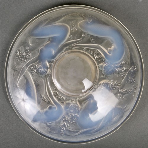 1920 René Lalique - Encrier quatre sirènes  - Verrerie, Cristallerie Style Art Déco