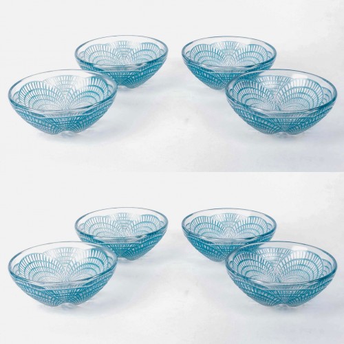 Verrerie, Cristallerie  - 1924 René Lalique - Service 8 pièces coupes Coquilles