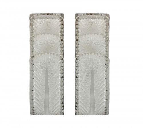 1935 René Lalique - Pair Of Art Deco Sconces Wall Lights Languedoc