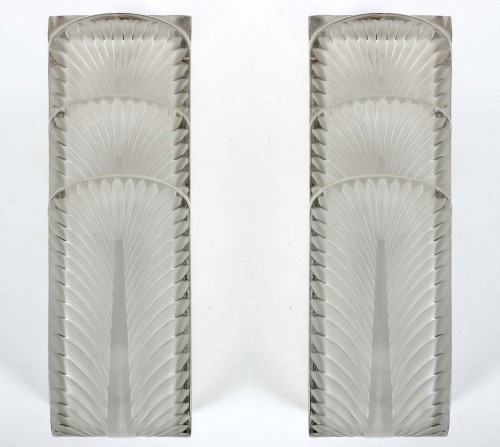 1935 René Lalique - Pair Of Art Deco Sconces Wall Lights Languedoc - Art Déco