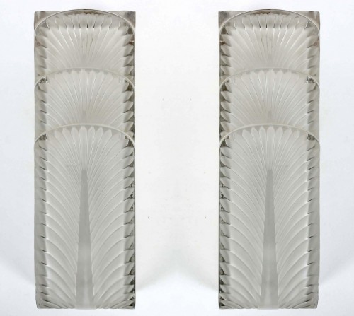 1935 René Lalique - Pair Of Art Deco Sconces Wall Lights Languedoc - Art Déco