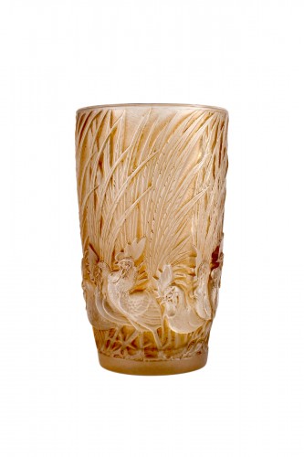 1928 René Lalique - Vase Coqs Et Plumes