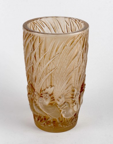 1928 René Lalique - Vase Coqs et Plumes - Verrerie, Cristallerie Style Art Déco