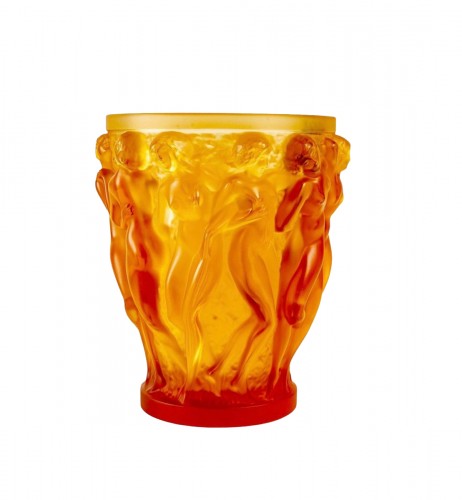 Lalique France after a model by René Lalique from 1927 - Vase Bacchantes Yellow 