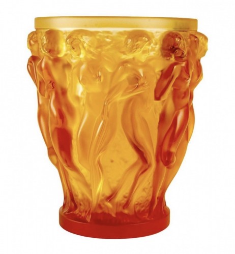 Art Déco - Lalique France after a model by René Lalique from 1927 - Vase Bacchantes Yellow 