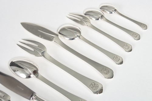 Antique Silver  - Puiforcat - Cutlery Flatware Set Medicis Sterling Silver - 139 Pieces