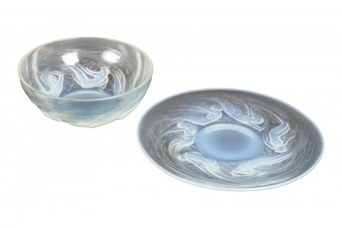 1921 René Lalique - Dishes Plate &amp; Bowl Ondines