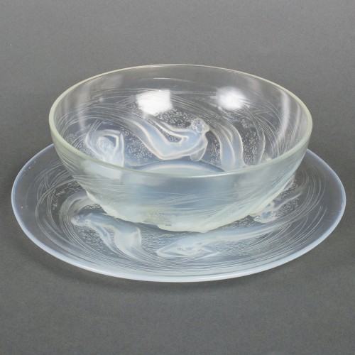 1921 René Lalique - Assiette plat & coupe Ondines - Verrerie, Cristallerie Style Art Déco