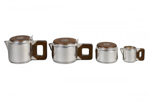 1930 Jean E. Puiforcat - Tea Coffee Egoiste Set Sterling Silver Rosewood