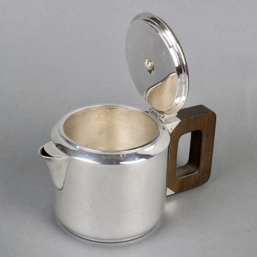 1930 Jean E. Puiforcat - Tea Coffee Egoiste Set Sterling Silver Rosewood - Antique Silver Style Art Déco