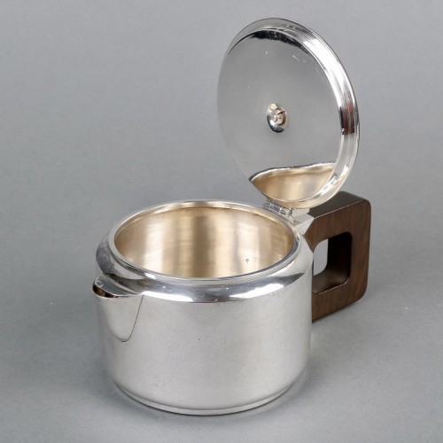 1930 Jean E. Puiforcat - Tea Coffee Egoiste Set Sterling Silver Rosewood - Art Déco