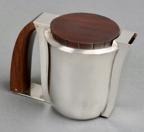1935 Jean E Puiforcat Art Deco Modernist Tea Coffee Set Sterling Silver  - Glass & Crystal Style Art Déco