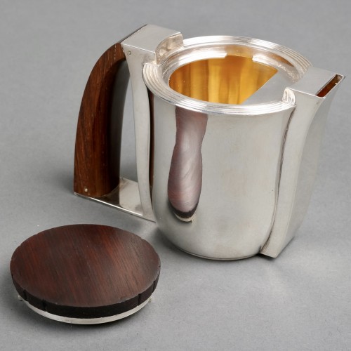 Glass & Crystal  - 1935 Jean E Puiforcat Art Deco Modernist Tea Coffee Set Sterling Silver 