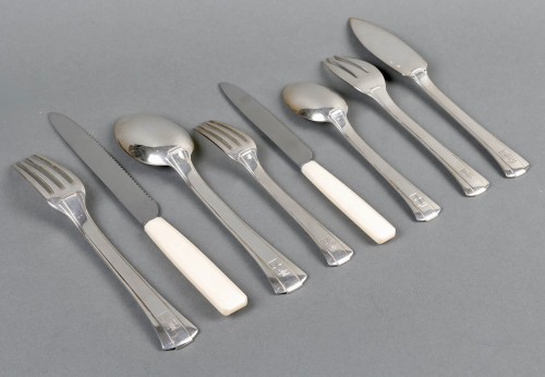 Jean E. Puiforcat - Cutlery Flatware Set Papyrus Art Deco Sterling Silver  - 