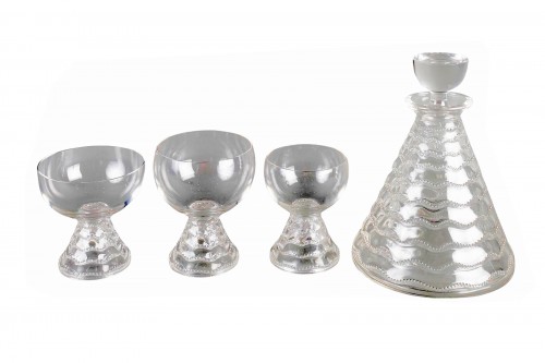 1930 René Lalique - Set Of Tablewares Glasses Chambertin 19 Pieces