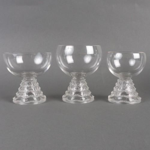 1930 René Lalique - Set Of Tablewares Glasses Chambertin 19 Pieces - Glass & Crystal Style Art Déco