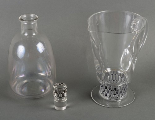 1926 René Lalique -decanter And Pitcher Saint Nabor - Glass & Crystal Style Art Déco