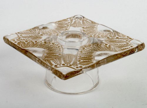 Antiquités - 1942 René Lalique - Centre de table Chantilly 2 coupes et 6 bougeoirs