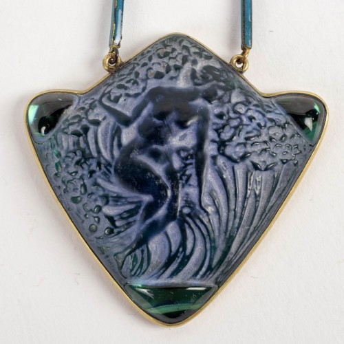 1913 René Lalique - Collier Pendentif Femme Dans Les Fleurs - BG Arts