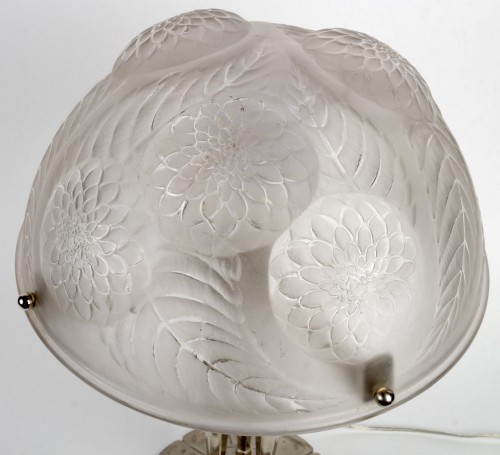 Art Déco - 1921 René Lalique - Pair Of Lamps Dahlias 