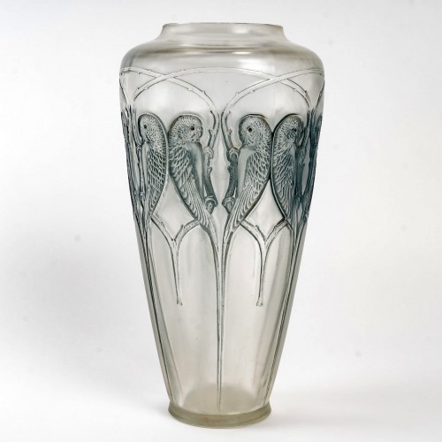 1919 René Lalique - Vase Inséparables - Verrerie, Cristallerie Style Art nouveau