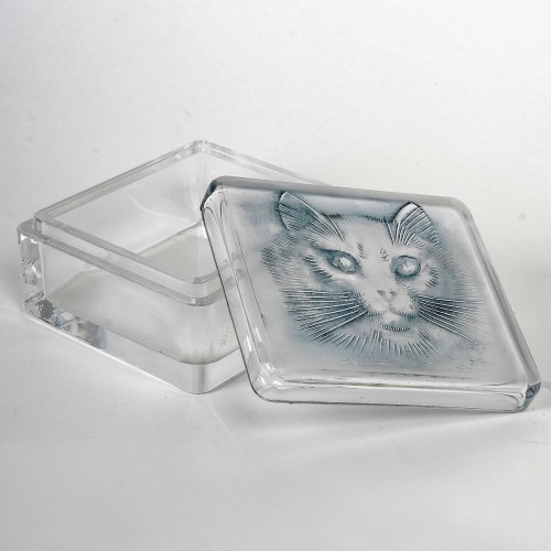 1932 René Lalique - Boîte Chat - Verrerie, Cristallerie Style Art Déco