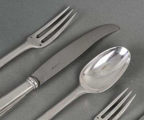 Antique Silver  - Puiforcat - Cutlery Flatware Set Mazarin Sterling Silver - 141 Pieces