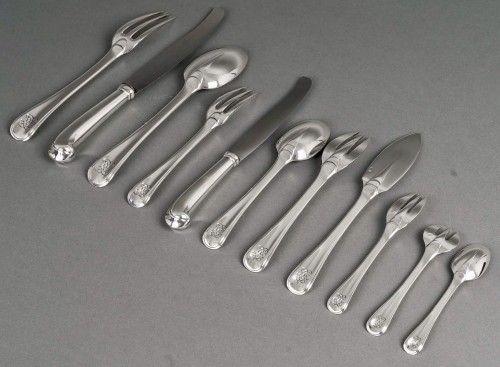 Antiquités - Puiforcat - Cutlery Flatware Set Mazarin Sterling Silver - 141 Pieces