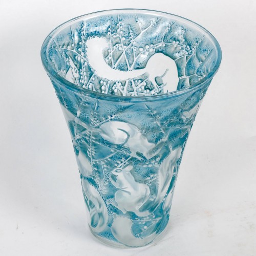 1934 René Lalique - Vase Sénart Ecureuils - Verrerie, Cristallerie Style Art Déco