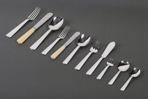 Jean Tetard - Nice Art Deco Cutlery Set In Sterling Silver - 152 Pieces - Antique Silver Style Art Déco