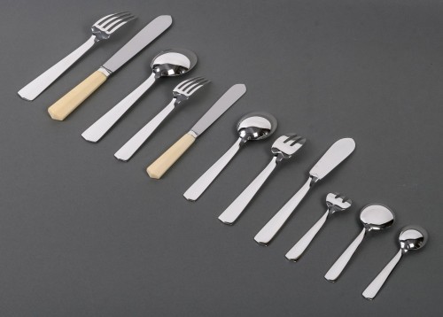 silverware & tableware  - Jean Tetard - Nice Art Deco Cutlery Set In Sterling Silver - 152 Pieces