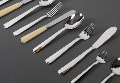 Art Déco - Jean Tetard - Nice Art Deco Cutlery Set In Sterling Silver - 152 Pieces