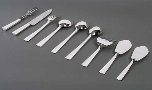Antiquités - Jean Tetard - Nice Art Deco Cutlery Set In Sterling Silver - 152 Pieces