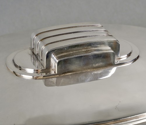 Jean Tetard - Modernist Art Deco Tureen Centerpiece In Sterling Silver - silverware & tableware Style Art Déco