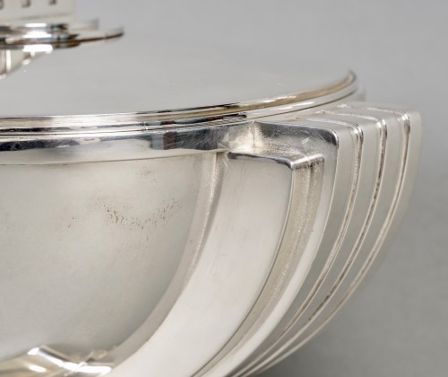 silverware & tableware  - Jean Tetard - Modernist Art Deco Tureen Centerpiece In Sterling Silver