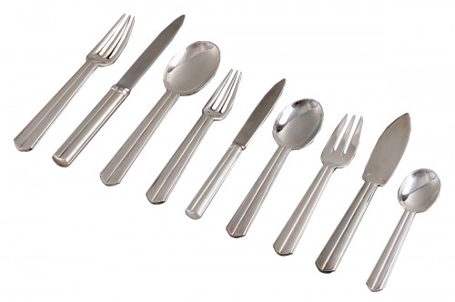 Jean Puiforcat Art Deco Cutlery Flatware Chantaco Silver Plated 113 Pieces
