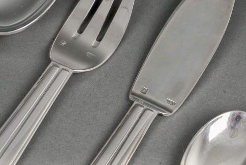Jean Puiforcat Art Deco Cutlery Flatware Chantaco Silver Plated 113 Pieces - 