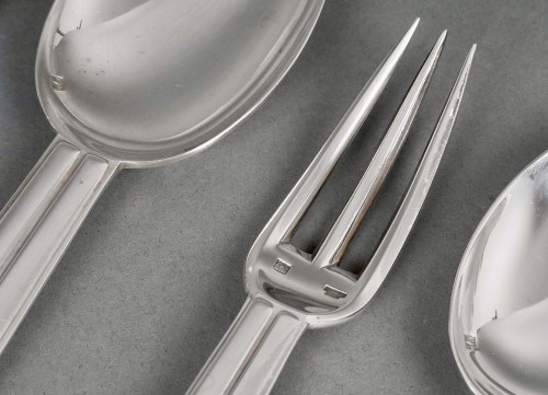 20th century - Jean Puiforcat Art Deco Cutlery Flatware Chantaco Silver Plated 113 Pieces