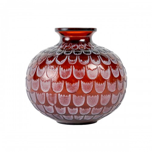 1930 René Lalique - Vase Grenade Rouge