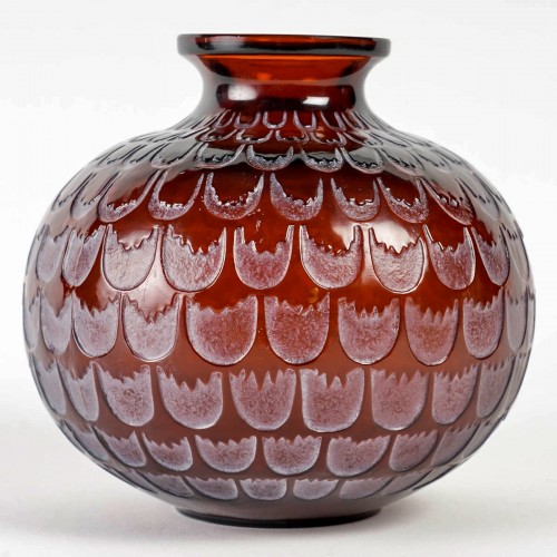 1930 René Lalique - Vase Grenade Rouge - Verrerie, Cristallerie Style Art Déco