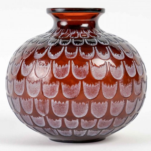 1930 René Lalique - Vase Grenade Rouge - Art Déco