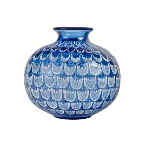 1930 René Lalique - Vase Grenade Bleu Saphir