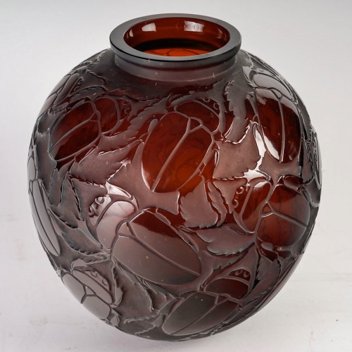 1923 Rene Lalique - Vase Gros Scarabees Beetles - Glass & Crystal Style Art Déco