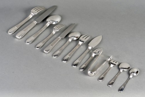 Puiforcat - Art Deco Cutlery Flatware Set Nice Sterling Silver - 192 Pieces - silverware & tableware Style Art Déco