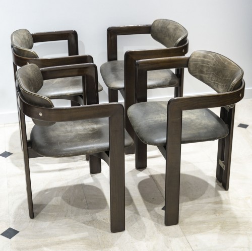 Suite de 4 chaises fauteuils Pamplona de Savini - Edition Pozzi - Sièges Style Années 50-60