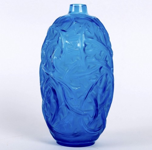 1921 René Lalique - Electric Blue Vase Ronces - Art nouveau