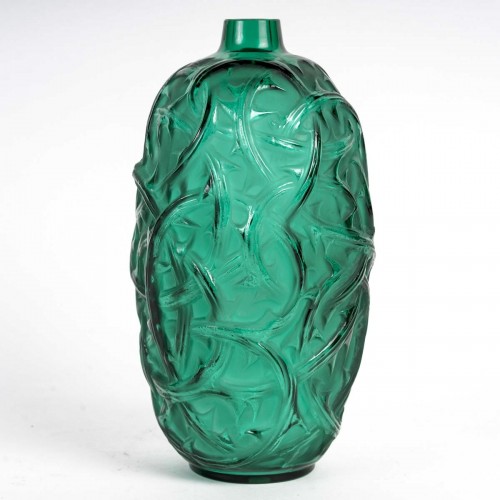XXe siècle - 1921 René Lalique - Vase Ronces vert émeraude