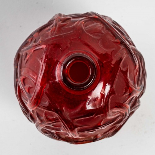 1921 René Lalique - Vase Ronces rouge - Verrerie, Cristallerie Style Art nouveau