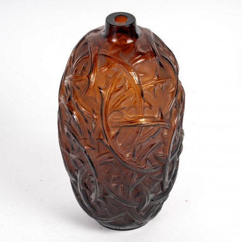 1921 René Lalique - Vase Ronces ambre - Verrerie, Cristallerie Style Art nouveau